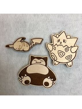 3 Pack Pokemon Wooden Magnets